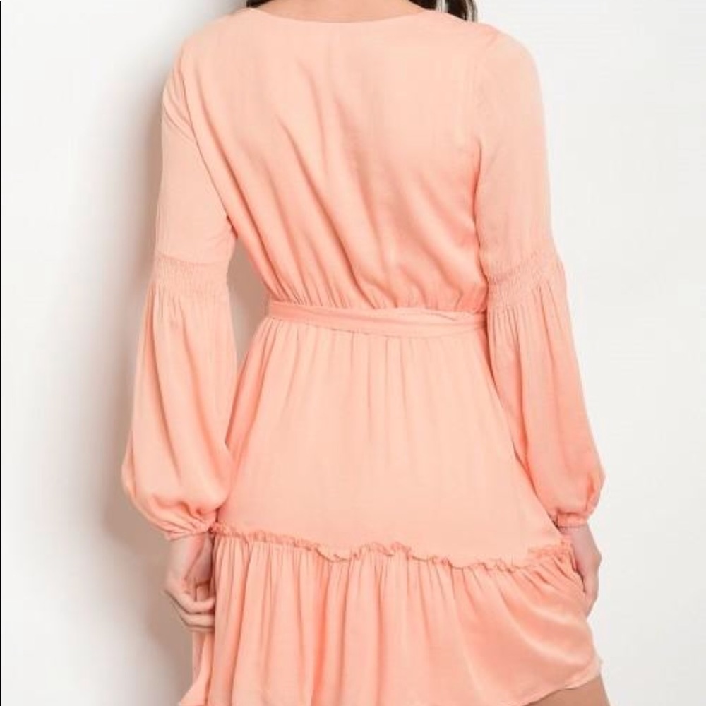 ❗️CLOSING SALE❗️Apricot Tie Waist  Ruffle Dress - Picture 4 of 4